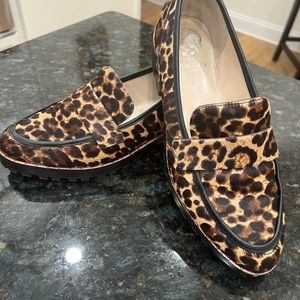 Vince Camino Size 8 1/2 Leopard Print Loafers
